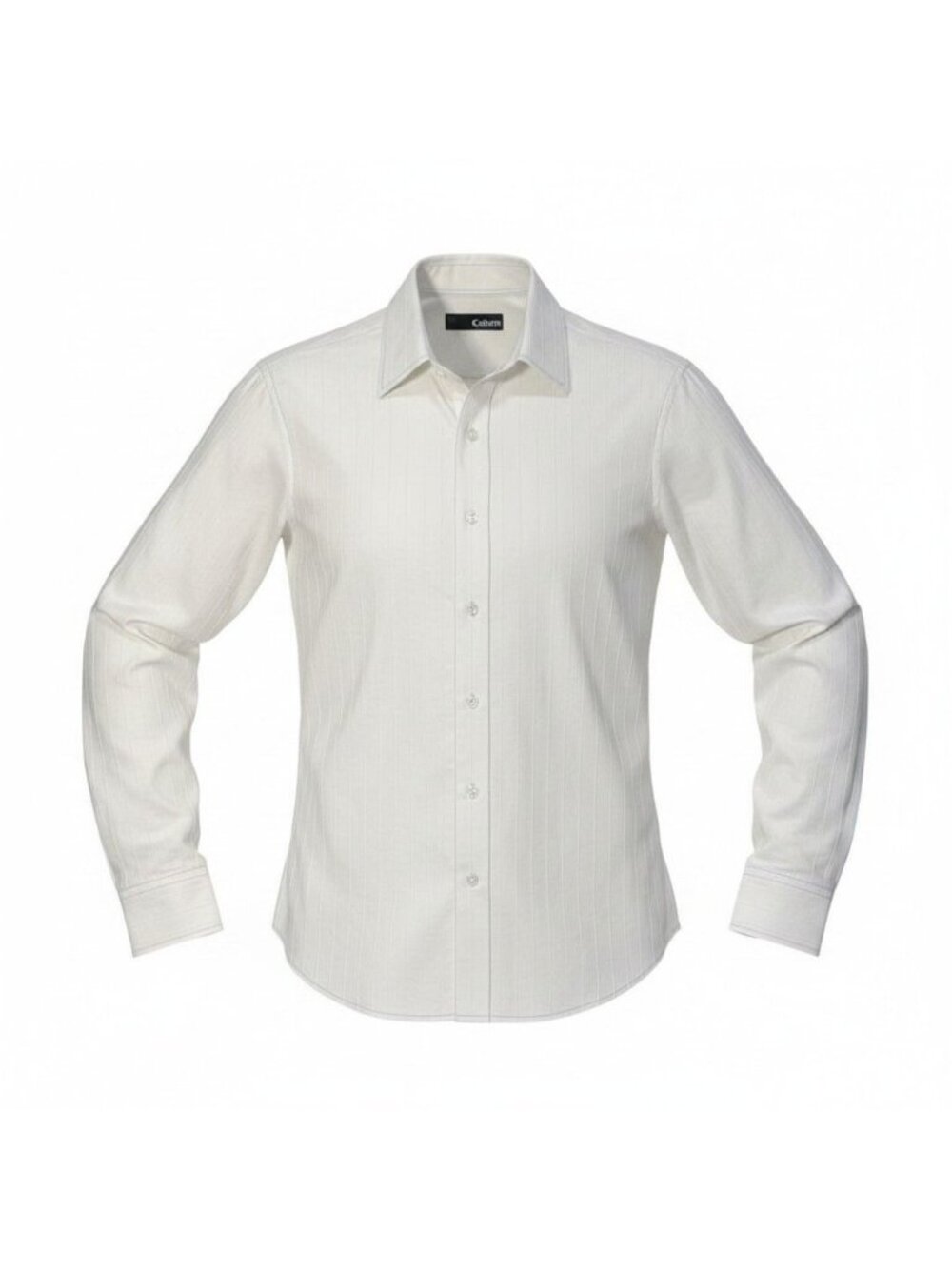 Mens Long Sleeve Button-Up Size M White Raised Pinstripe Cultura International